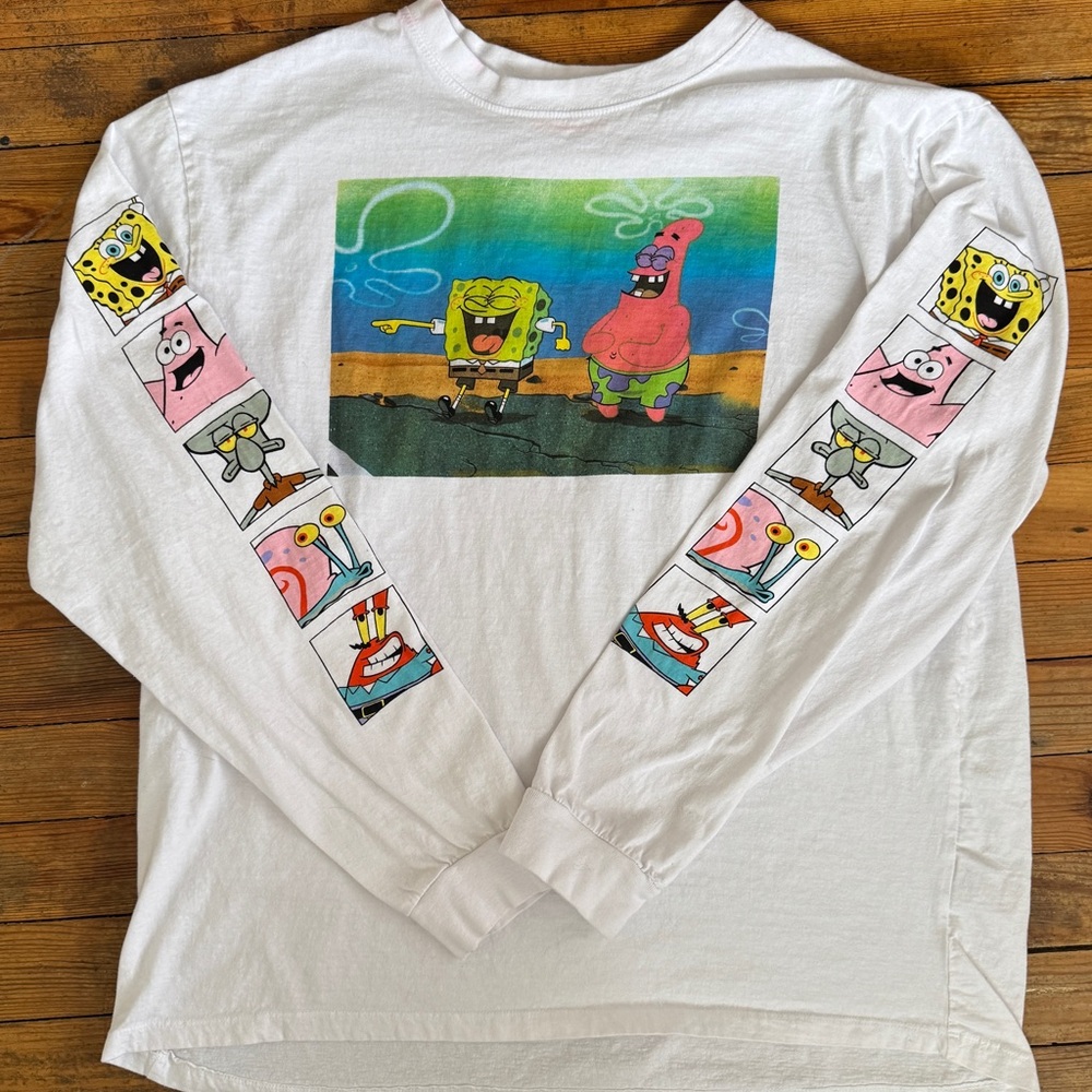SpongeBob Graphic Long Sleeve White Shirt